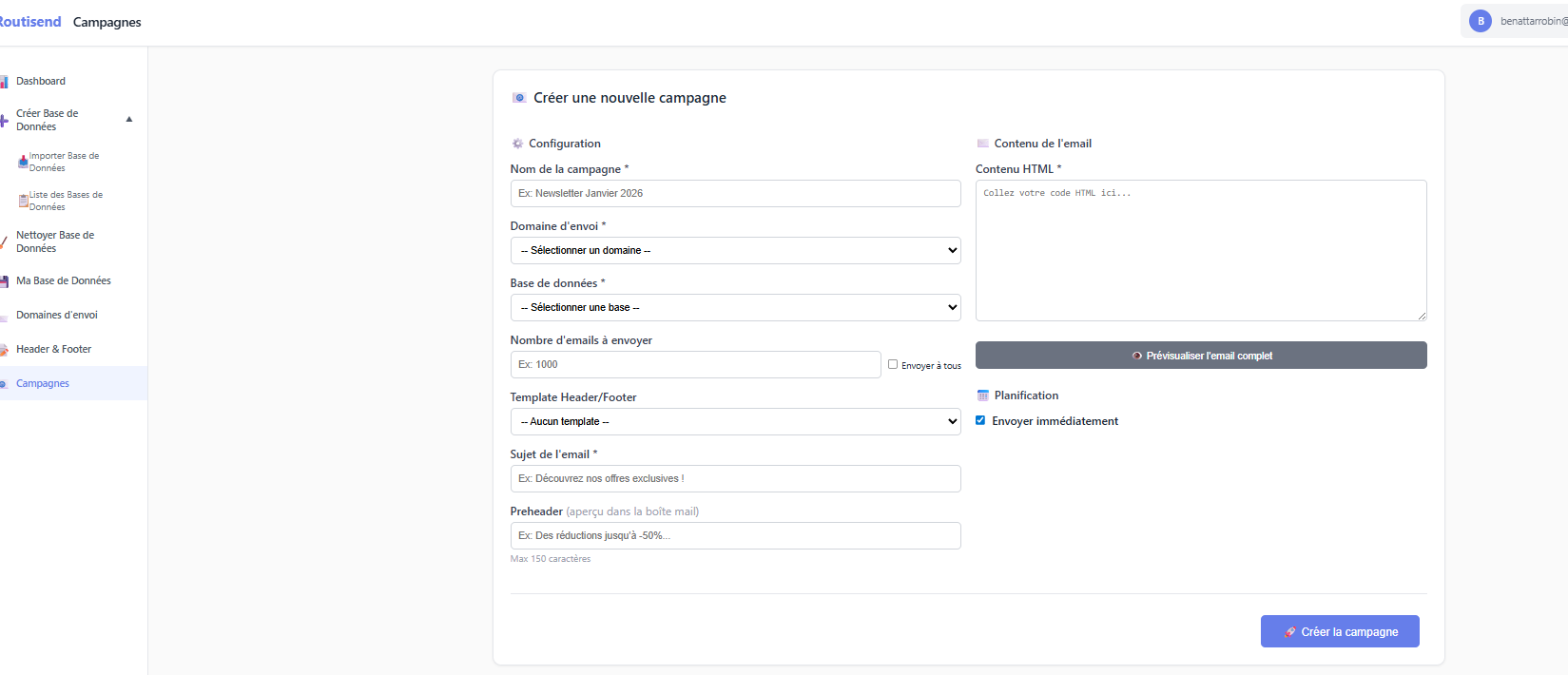 Création de campagne
